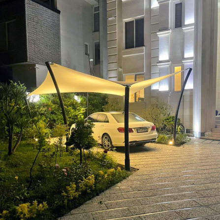 سایبان پارچه‌ای پارکینگ ویلا مسکونی