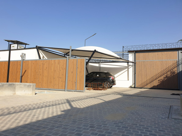 سایبان چادری پارکینگ مدل قوسی