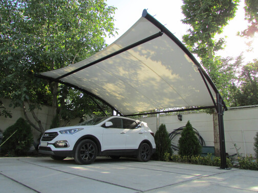 سایبان پارچه‌ای پارکینگ ویلا مسکونی